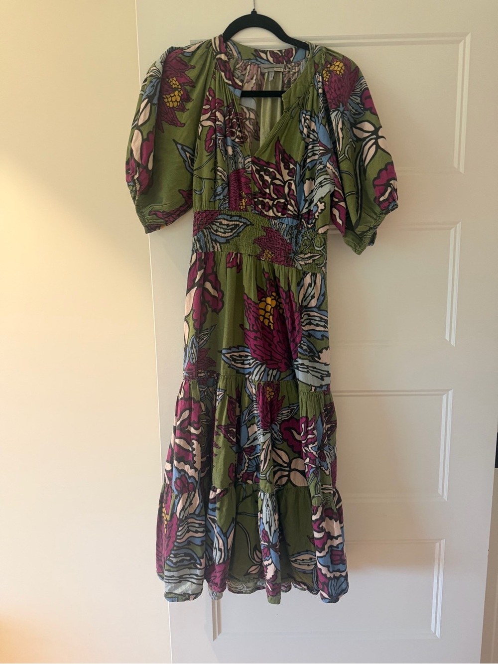 Conditions apply anthropology Floral Puff Sleeve Midi Dress size 4